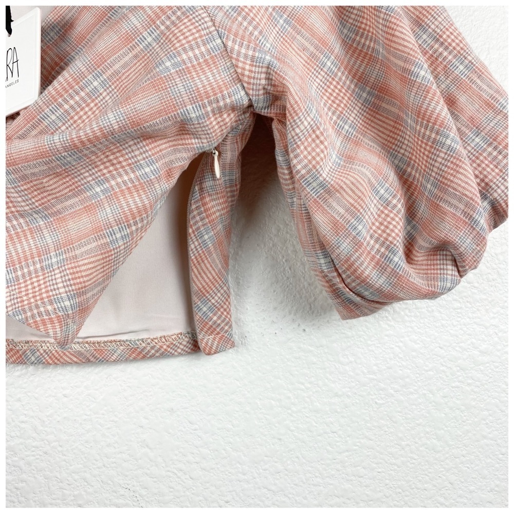 NWT dRA Orange Plaid Puff Sleeve Crop Top Size XS - Picture 7 of 9